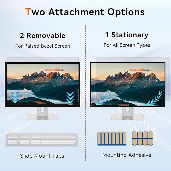 27 Inch Computer Privacy Screen for 16:9 Aspect Ratio Widescreen Monitor - Removable Anti Glare Blue Light Filter, Computer Privacy Shield