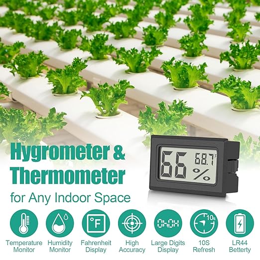 Vaikby 6-Pack Mini Digital Thermometer Hygrometer, Indoor Humidity Monitor, Temperature Humidity Gauge Meter with Fahrenheit (℉) for Humidors, Greenhouse, Garden, Cellar, Closet, Fridge