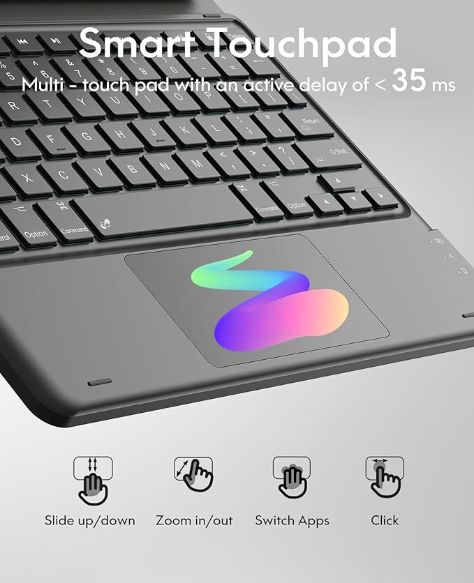 GreenLaw for iPad Air 11 inch case with Keyboard(M2, 2024), for iPad Pro 11 (4th/3rd/2nd/1st Gen) & iPad Air 5th/4th Gen, 7-Color Backlit, Smart Touchpad, 2 Device Connection, Black