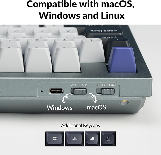 Keychron Q5 Pro QMK/VIA Wireless Custom Mechanical Keyboard, 96% Layout with Programmable Knob, KSA Double-Shot PBT Keycaps with Hot-swappable K Pro Banana Switch for Mac Windows Linux - Gray