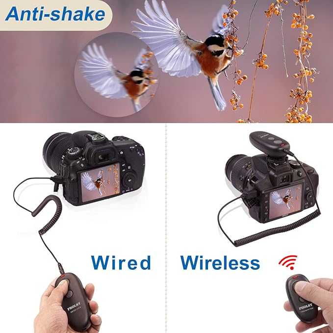 PHOLSY Wireless Remote Shutter Release C6 Compatible with Canon R8 R100 R7 R6 90D 250D 200D 850D SX50HS; for Olympus OM-1 EM1X EM1-II EM1-III EM5-III; for Fuji GFX100 X-H2S XT3 XT4 XT5 XT30; RS-60E3
