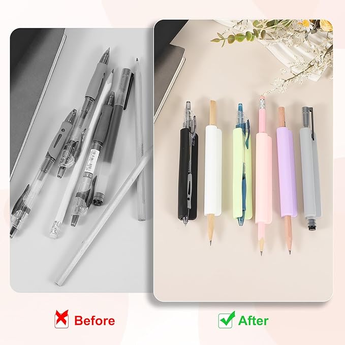 PATIKIL 2 Pcs Adhesive Pencil Holders, 105mm Long Universal Pencil Clip Silicone Pen Holder Office Pen Organizer for Desk Wall Clipboard Notebook Tablet Case Stylus, Grey