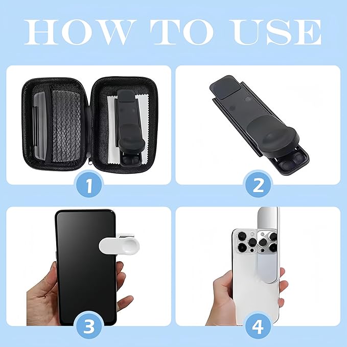 Mirror Effect Lens, Smartphone Camera Mirror Reflection Clip Kit Phone Camera Shooting Reflection Mirror Adjustable HD Glass Smartphone Photography Flip Mirror for All Phones (White)