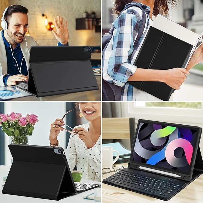 TaIYanG for iPad Air 11 inch M2 Case with Keyboard 10.9 inch for iPad Air 5 2022/iPad Air 4th Gen Keyboard Case with Pencil Holder, Wireless Keyboard for Air 11" M3/M2 (2025/2024)/iPad Air 5/4
