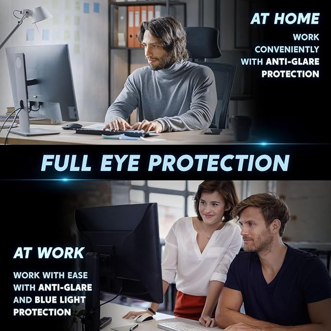 24 Inch Computer Privacy Screen Filter for 16:9 Aspect Ratio, Anti-Glare, Eye Protection, Anti-Blue Light Computer Monitor Privacy Filter, Removable Anti-Scratch 24in Protector Film