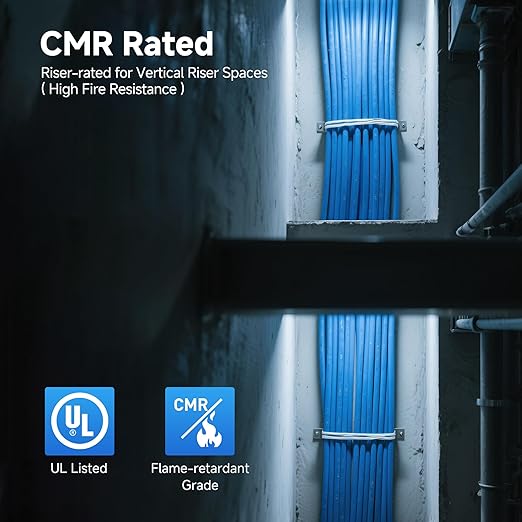 Cable Matters [UL Listed] 10Gbps in-Wall Riser Rated (CMR) 23AWG Bare Copper Cat6 Ethernet Cable - 1000ft, Cat 6 Ethernet Cable Spool, Cat 6 Cord Bulk, Blue