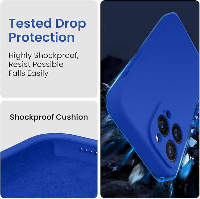 FireNova for iPhone 14 Pro Case, Silicone Upgraded [Camera Protection] Phone Case with [2 Screen Protectors], Soft Anti-Scratch Microfiber Lining Inside, 6.1 inch, Klein Blue