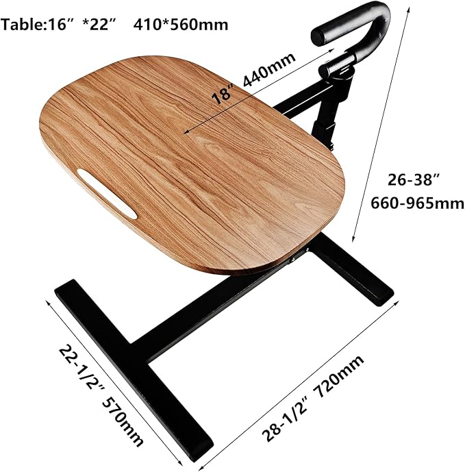 Auxiliary Tray 360 ° Rotating Height Adjustable Rotating TV, Computer Desk, car Five Function Auxiliary Safety Handle (Black Roller Sliding 360° Sofa Rotating Table)