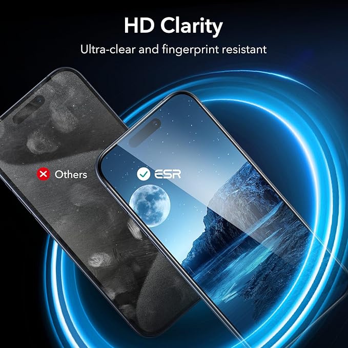 ESR 3 Pack for iPhone 15 Pro Max Screen Protector, [9H Hardness] [Military Grade Shatterproof] Full Coverage Tempered Glass Film with Easy Installation Tool, HD Clear, Scratch Resistant