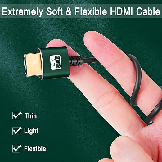 Thin HDMI to HDMI Cable 25FT 2 Pack, Ultra Slim & Flexible HDMI Cord Supports High Speed 4K@60Hz 18gbps 2160p 1080p