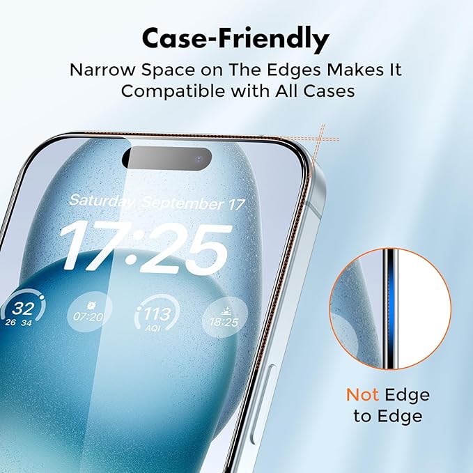 UNBREAKcable 2-Pack Screen Protector for iPhone 15 Plus, Double Shatterproof Tempered Glass [Easy Installation Frame] [9H Hardness] [99.99% HD Clear] [Case Friendly] for iPhone 6.7 inch