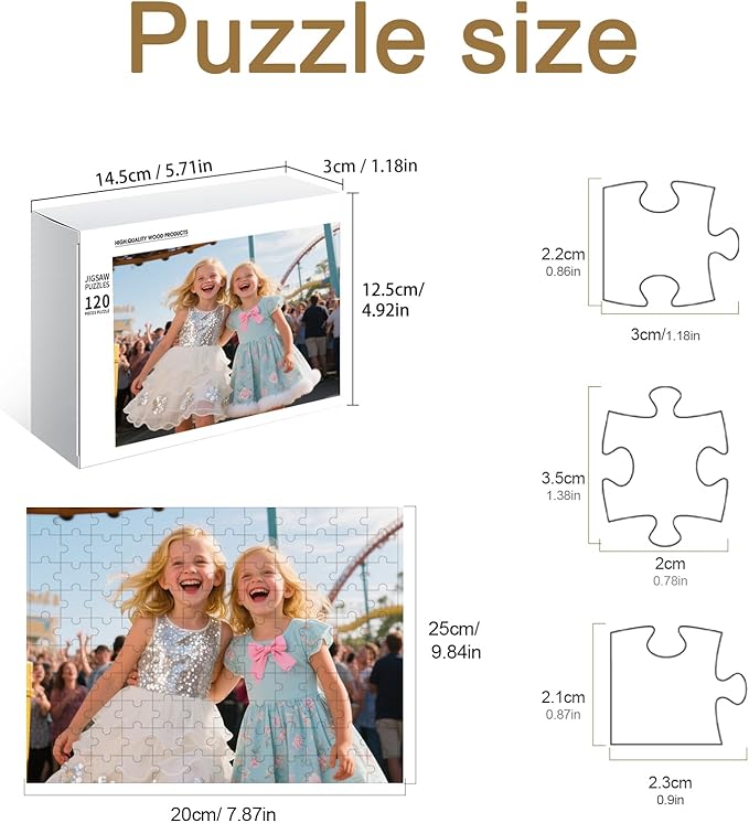 Personalized Photo Puzzle with Glossy Finish – Custom Jigsaw Puzzle 120/200/300/500/1000/1500 Pieces for Family, Couples, Pets, Birthdays, and Weddings (120-Horizontal)