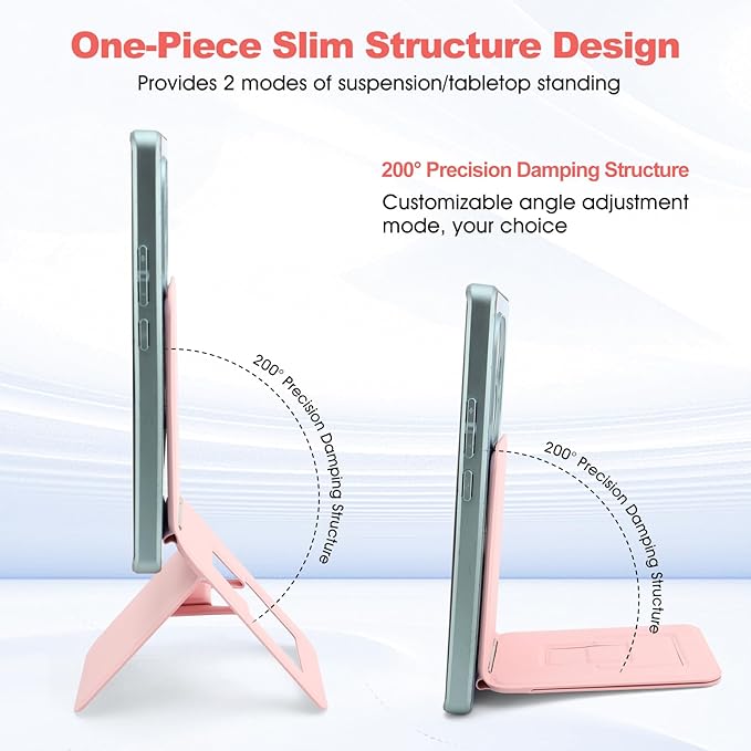 Phone Stand, Foldable Magnetic Phone Tripod, Angle Adjustment & Strong Magnets PU Leather Phone Stand, Compatible with All Smart Phone 16/15/14/13/12(Pink)