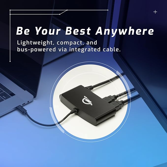 OWC Thunderbolt mini Dock, Bus-Powered 5-Port Multi-Adapter with Dual 4K HDMI, Dual USB, Gigabit Ethernet, Integrated 7.2-inch TB Cable, for TB (USB-C) Equipped Mac and PC