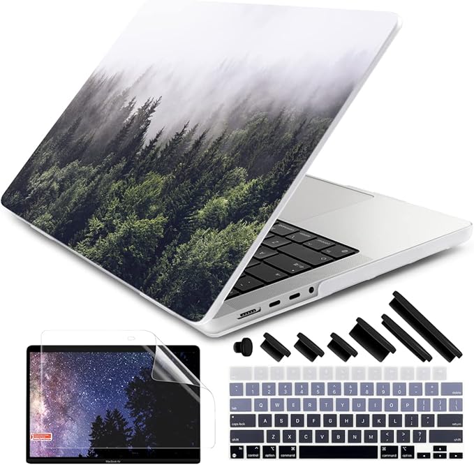 DONGKE for M4 MacBook Pro 16 Inch Case 2024 2023 2021 A3403 A3186 M3 A2991 M2 A2780 M1 A2485 Pro/Max Chip, Plastic Hard Shell Case & Keyboard Cover for Mac Pro 16 with Touch ID, Forest
