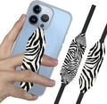 Phone Grip Strap - Pack of 2 Reversible Finger Holder for Phone Back, Customizable Anti-Slip Design, Wireless Charging Compatible Detachable Holder for iPhone - Zebra Patterns