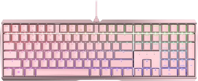 Cherry MX 3.0 S Wired Mechanical Gaming Keyboard. Aluminum Housing Built for Gamers w/MX Blue Switches. RGB Backlit Color Display Over 16m Colors. Pink