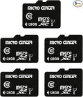Micro Center 128GB Class 10 MicroSDXC Flash Memory Card with Adapter for Mobile Device Storage Phone, Tablet, Drone & Full HD Video Recording - 80MB/s UHS-I, C10, U1 (5 Pack)