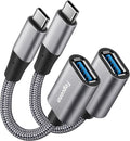 USB-C to USB 3.1 Adapter（2 Pack）, Nylon Braided Type-C OTG Cable USB C Male to USB A 3.0 Female Connector for iPhone 15，iPhone 15 ProMax, Samsung S23 Ultra, MacBook Pro, MacBook Air/Mini, Google Pixel