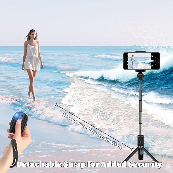 MAIRAN Rechargeable Wireless Camera Remote Shutter for iPhone and Android Smartphones, Bluetooth Phone Remote Control,Selfie Button for Photos and Videos Charging Cable and Wrist Strap Included-Black