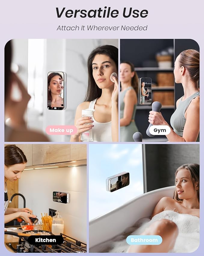 Klearlook 2Pack Magnetic Suction Phone Mount for MagSafe Case, Sticky Phone Grip Holder for iPhone, Removable Hands-Free Selfie/Video for TikTok Influencers, Women Girl Gift, Light Pink & Transparent