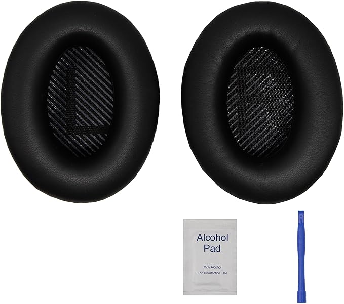 Replacement Ear Pads - Compatible with QuietComfort 35 & QC35 ii Headphones,Softer Leather, Premium Noise Cancelling Earpads, Durable & Comfortable Ear Cushions (QC 35-Black&Black)