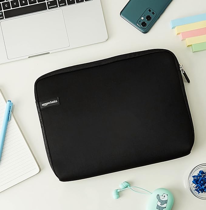 Amazon Basics 11.6 inch Laptop Sleeve, Protective Case with Zipper - Black