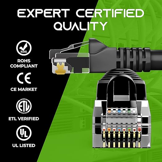 GEARIT 24-Pack, Cat5e Ethernet Patch Cable 3 Feet - Snagless RJ45 Computer LAN Network Cord, Black