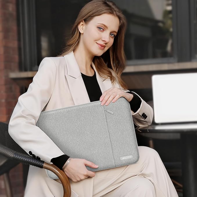 MOSISO Laptop Case 15 inch, 15 inch Laptop Sleeve Compatible with MacBook Air 15 M4 A3241 M3 A3114 M2 A2941 2025 2024 2023,Dell XPS 15,Polyester Vertical Computer Sleeve Bag with Pocket, Gray