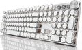 EWEADN Typewriter Style Mechanical Gaming Keyboard, Wired Mechanical Keyboards,104 Keys Backlit LED Keyboards, Media Control Knob, Wired Computer Keyboard Pink Switch for Windows/Mac/PC-White