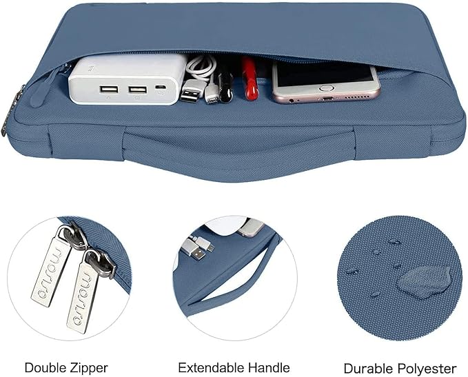 MOSISO Compatible with MacBook Air 13 inch Case 2025 2024 2023 2022 M4 A3240 M3 A3113 M2 A2681, Hard Shell&Sleeve Bag&Keyboard Skin&Webcam Cover&Screen Film for MacBook Air 13.6 inch, Steel Blue