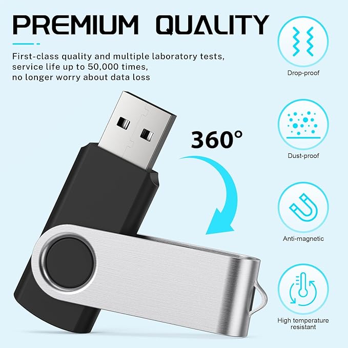 FEBNISCTE Memory Stick 1GB USB Flash Drive Bulk 10 Pack - Bulk 1 GB USB 2.0 Stick Pendrive Multi-Coloured Thumb Drive - Swivel USB-Key Value Data Storage Jump Drive with 10pcs Ropes