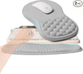 2-in-1 Ergonomic Set, Wave Rise Keyboard Wrist Rest and Massage Bulge Slope Mouse Pad Wrist Support, Cushion Memory Foam Integrated to Relieve Wrist Pain, Silver Gray
