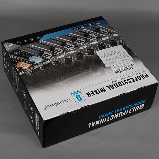 Depusheng PA6 professional DJ audio mixer 6 channel input built-in 256 kinds of DPS effects support 48V phantom power USB Bluetooth MP3 computer recording