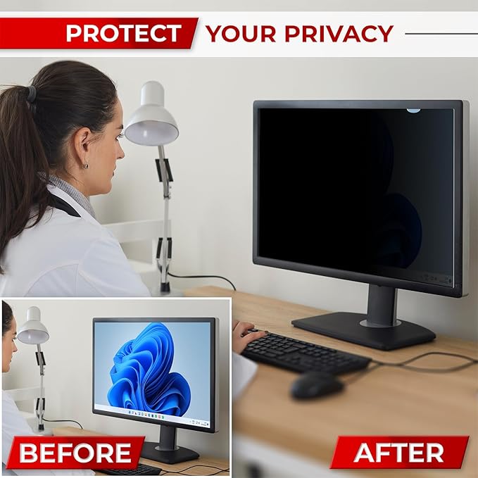 27 Inch 16:9 [2 Pack] Computer Privacy Screen Filter for Monitor - Privacy Shield and Anti-Glare Protector