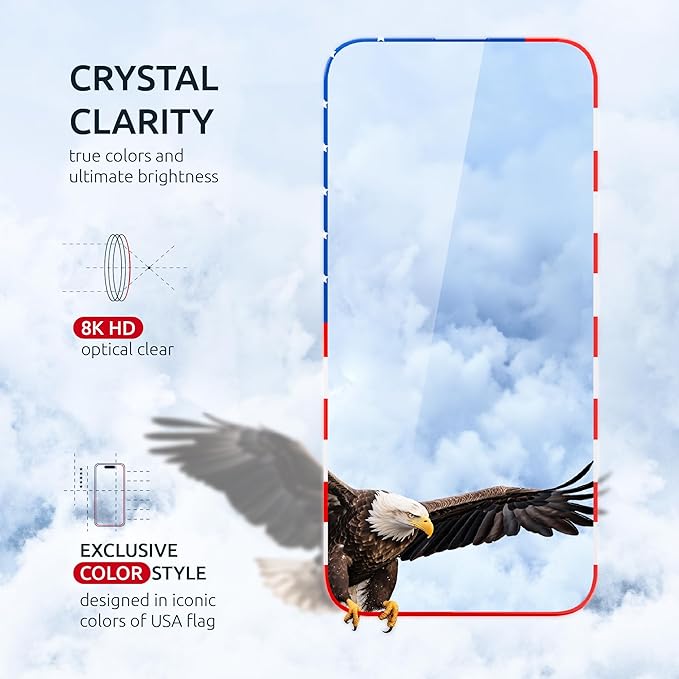 Screen Protector for iPhone 14 Pro Max - 2 Pack (USA Flag & Classic Black) Tempered Glass 9H Hardness, Full Coverage, Anti-Fingerprint Coating for iPhone 14 Pro Max Screen Protector