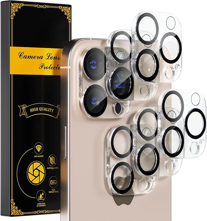 beuxece for 6 Pack iPhone 16 Pro/iPhone 16 Pro Max Camera Lens Protector [Drop Protection] [Case Friendly] [Easy Installation] 9H Tempered Glass Camera Screen Protector Cover Accessories, Clear
