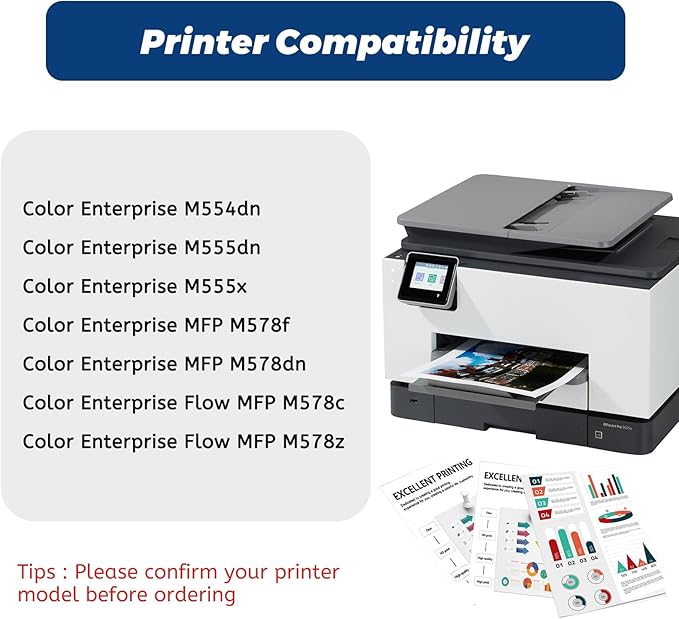 212A Cyan Toner Cartridge,Compatible Replacement for HP 212 A W2121A 212X W2120X, For HP Color Laserjet Enterprise M554 m554dn M555 M555dn Flow MFP M578 Printer, With Upgraded Chip,No Fading,No Streak