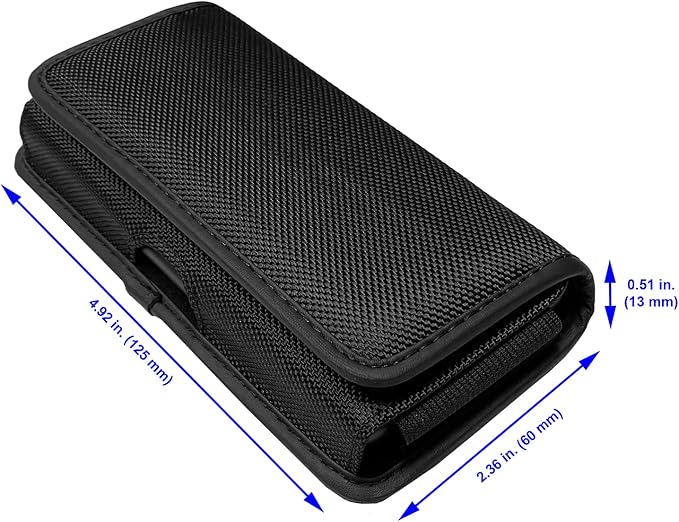 Nylon Cellphone Holster for iPhone SE (4.7"), iPhone 5, 5S - Horizontal Case Canvas Waist Carrying Pouch with Belt Clip/Loops, Black