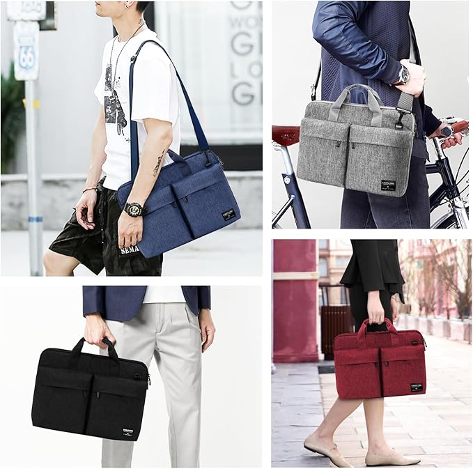 KINGSLONG 15.6 inch Laptop Shoulder Bag, Slim Shockproof Computer Sleeve Notebook Ultrabooks Carrying Case Handbag Cover Fit for Acer Asus Dell Lenovo HP Toshiba, Gray
