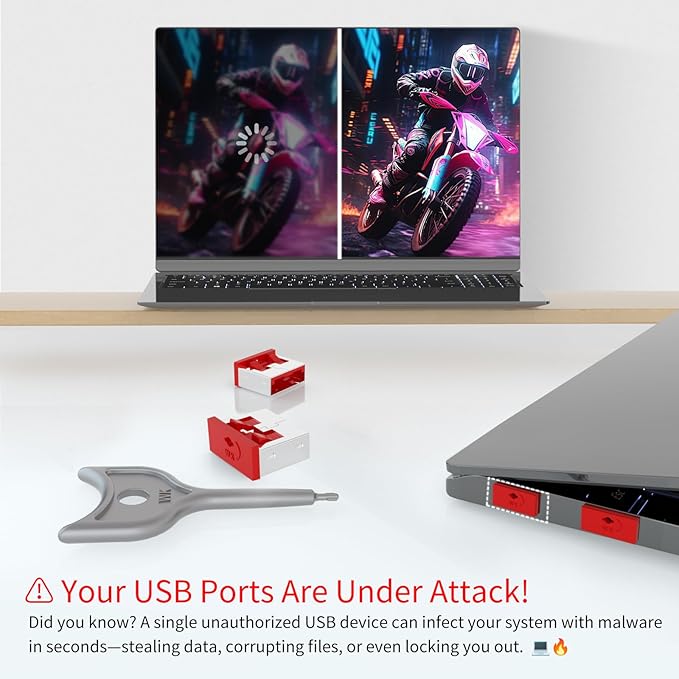 24PCS USB Metal Port Lock Blocker with 2 Keys - Secure USB-A Port Protector for PC/Laptop, Anti-Theft Data Security Lock, Dust & Moisture Proof Cover, Removable Type-A Connector Red