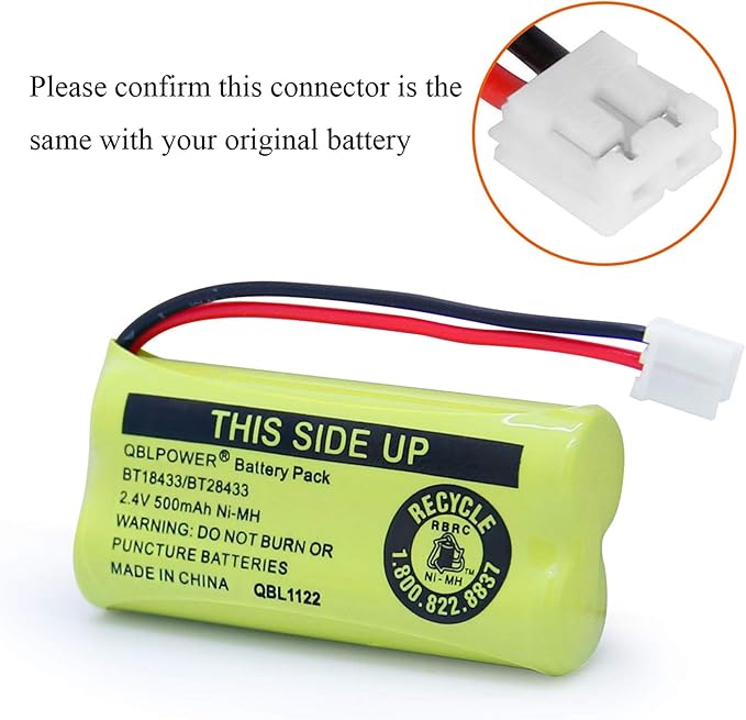 BT18433 BT28433 BT184342 BT284342 BT1011 BT-1011 2.4V 500mAh Ni-MH Replacement Battery Cordless Phone CS6209 CS6219 CS6229 DS6151 89-1330-01-00 CPH-515D (3 Pack)