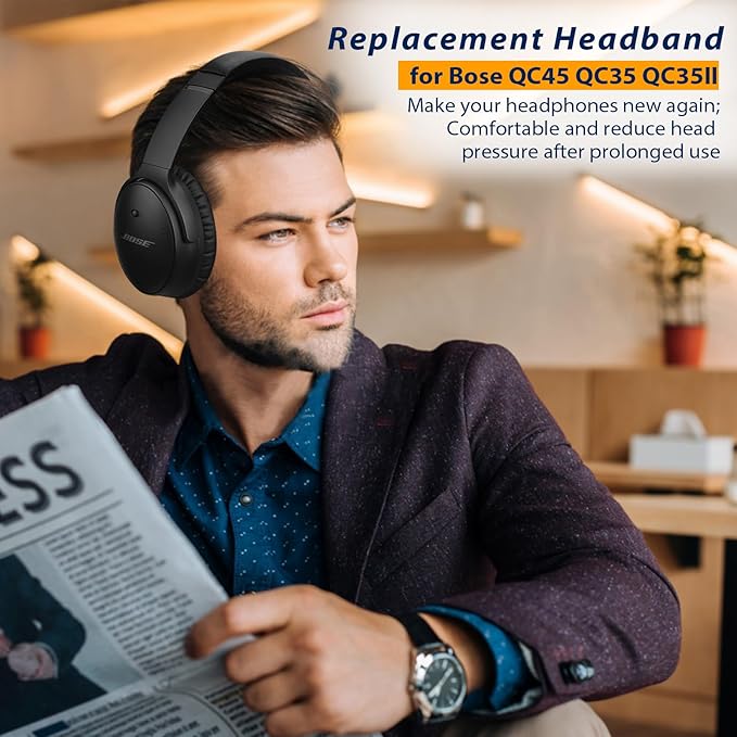 Headband Pad for Bose QuietComfort 45 QC45 QC35II QC35, Headband Cushion Cover with Protein Leather& Memory Foam (Sandstone)