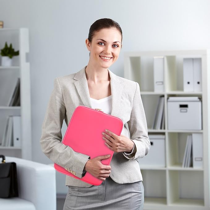 RAINYEAR Laptop Sleeve Case Compatible with 13.3 Inch Notebook Computer Tablet Chromebook 14" MacBook Pro M1 M2 M3 M4 Pro/Max Soft Cover Protective Case Carrying Bag (Bright Pink, Upgraded Version)