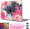 CISSOOK Floral Case Cover for MacBook Air 13 Inch 2020 2021 2019 2018 Release A2337 M1 A1932 A2179, Plastic Hard Shell Case with Keyboard Cover for MacBook Air 13" with Touch ID, Gorgeous Flowers