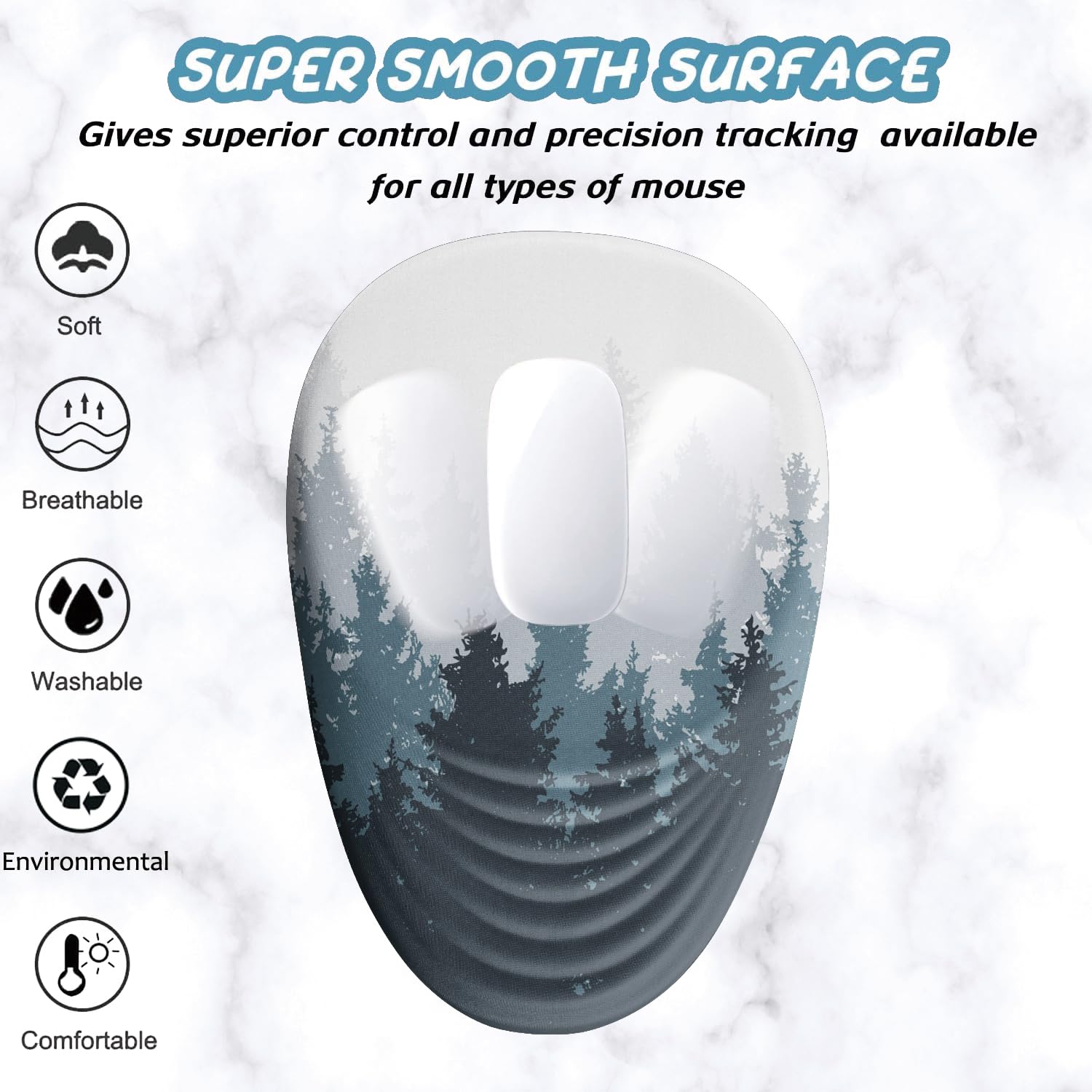 Armanza Ergonomic Mouse Pad Wrist Support, Mouse Pad with Wrist Rest, Memory Foam Massage Design & Non-Slip PU Base MousePads for Pain Relief, Desk, Office, Home, Forest Tree