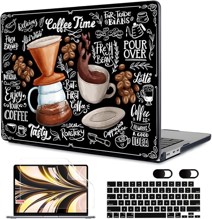 MEEgoodo Case for M4/M3/M2 MacBook Air 13.6 inch Case 2025 2024 2022, Fit Model A3240/A3113/A2681, Laptop Hard Shell with Keyboard Cover Compatible with MacBook Air 13 inch, Coffee