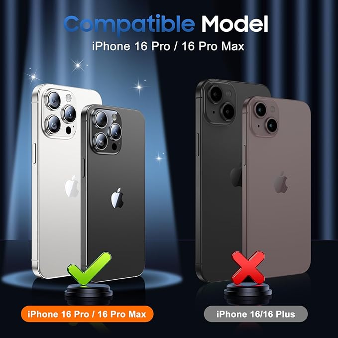 UniqueMe for 3 Pack iPhone 16 Pro/iPhone 16 Pro Max Camera Lens Protector - [Drop Protection] [Case Friendly] 9H Tempered Glass Camera Cover Screen [Update New Version] - Glitter Silver