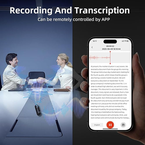 128G Magnetic AI Magnetic Voice Recorder with GPT-4.0 Powered Transcription & Translation Recording Device,Audio Recorder with App Editing & File Management,400 Free Minutes of AI Transcription/Month