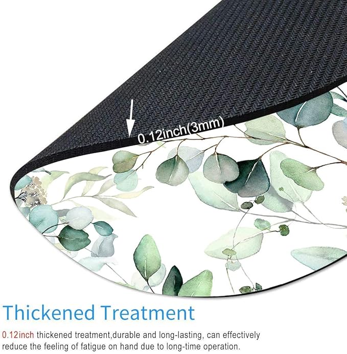 Mouse Pad, Cute Mousepad with Design, Round Grass Leaves Mat, Small Non-Slip Rubber Gaming Pads, Office Home Personalized Pad